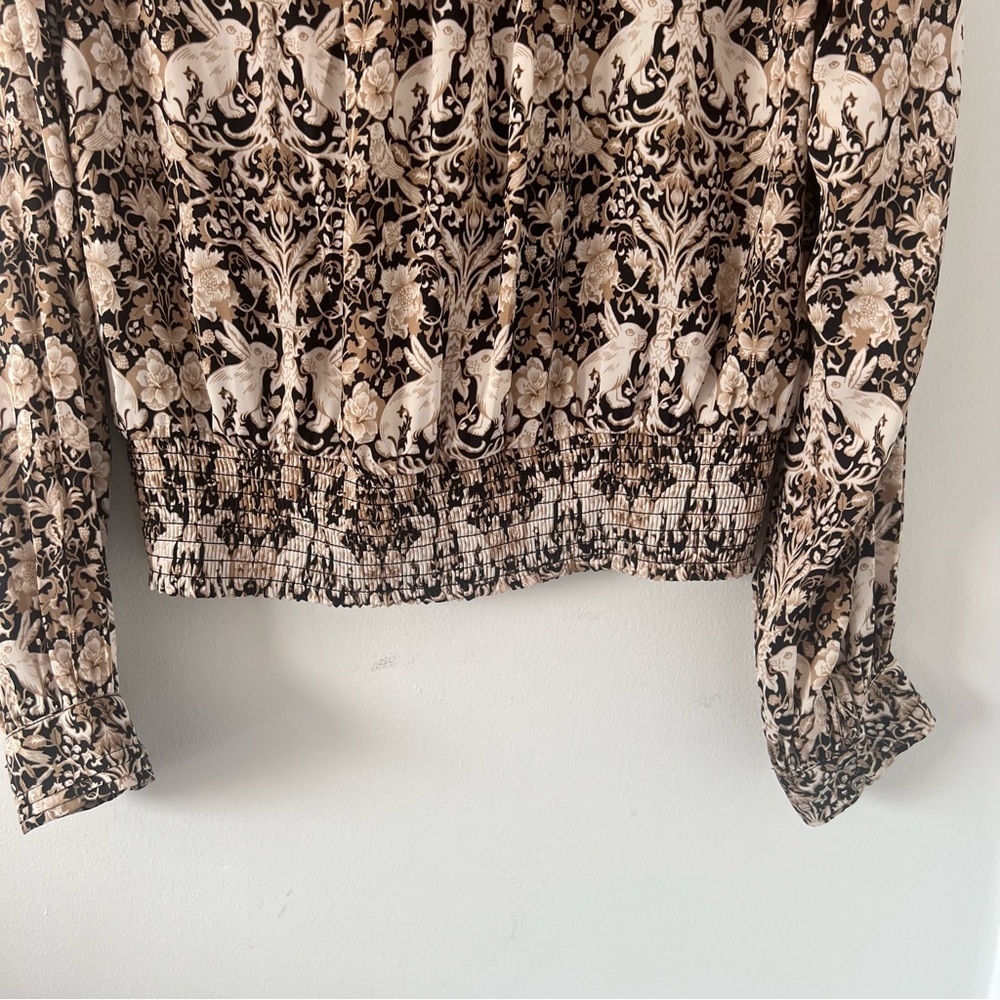 Anthropologie Boho Rabbit Floral Blouse – Smocked Waist M - Picture 7 of 14